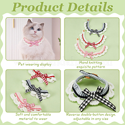 3 Stück Katzenhalsband mit Schleife aus Acrylfasern in 3 Farben&nbsp;AJEW-FG0004-34