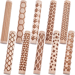 10 rullo per texture in argilla con manico in legno in 10 stili&nbsp;TOOL-CN0001-12B