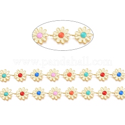 3.28-футовая латунная эмалевая цепь с цветочным звеном&nbsp;X-CHC-K009-22G