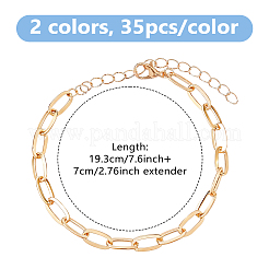 70 Stück 2 Farben Eisen Büroklammer Kette Armbänder für Frauen&nbsp;BJEW-DC0001-25