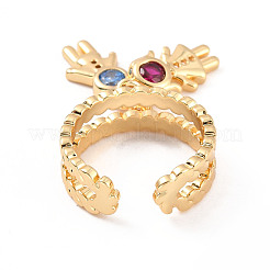 Открытое кольцо-манжета с кубическим цирконием для мальчика и девочки&nbsp;RJEW-C024-12G