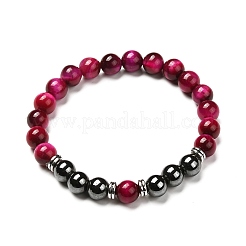 Ensemble de bracelets extensibles en perles d'oeil de tigre naturel (teint)&nbsp;BJEW-JB06653-02