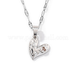 Модные женские ожерелья с подвеской в форме сердца из латуни с прозрачными кубическими цирконами&nbsp;KC9019-1