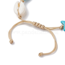Bracelets de perles tressées en coquillage naturel et turquoise synthétique&nbsp;AJEW-AN00562