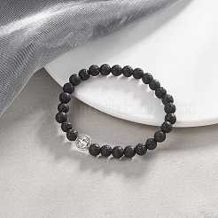 Браслет из бисера и браслета из бисера из натуральной лавы и сплава Святого Бенедикта для женщин&nbsp;BJEW-JB09345-01