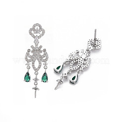 Reperti per orecchini a bottone in zircone chiaro con micro pavé di ottone&nbsp;KK-S356-665P-NF