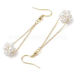 Серьги-подвески из ракушечных бусин и латунной цепочки&nbsp;EJEW-TA00570