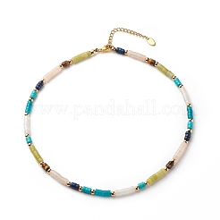 Conjunto de collar y pulsera con cuentas de disco de piedras preciosas mixtas naturales y sintéticas&nbsp;SJEW-JS01244