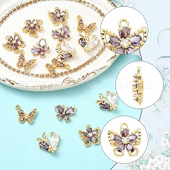 4 шт. 4 стиля латунных подвесок с микропаве из кубического циркония&nbsp;KK-YW0004-24