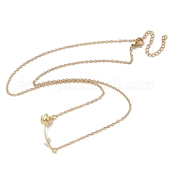 Женское ожерелье с подвеской в виде цветка розы из латуни и акрила из нержавеющей стали 304&nbsp;NJEW-D341-02G