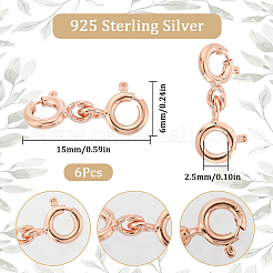 6 Stück Sterling Silber Doppelfederringverschlüsse&nbsp;STER-SC0001-22RG