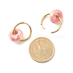 Серьги-кольца Rondelle из натурального океана с белым нефритом&nbsp;EJEW-JE04854