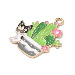 Небольшое растение в горшке с подвесками из эмалевого сплава в виде собаки&nbsp;ENAM-I083-01KCG-06