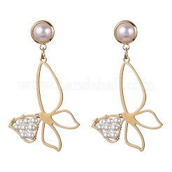 Orecchini pendenti con perle di conchiglia a farfalla&nbsp;EJEW-TA00356