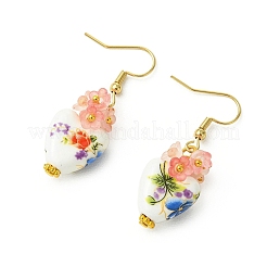 Boucles d'oreilles pendantes en perles de porcelaine et acrylique faites à la main pour femmes&nbsp;EJEW-JE07329