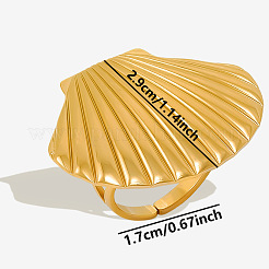 Anello da spiaggia con conchiglia oceanica in acciaio inossidabile 304&nbsp;UR3075-2