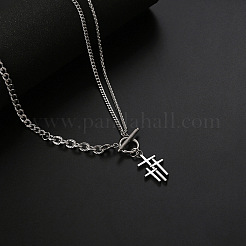 Dreifachkreuz-Anhänger aus Edelstahl 304 mit drei Verschlüssen für Damen und Herren&nbsp;WG5227F-01