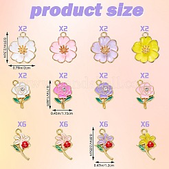 40 pz 12 stili pendenti in lega smaltata placcata oro chiaro&nbsp;ENAM-SZ0004-51