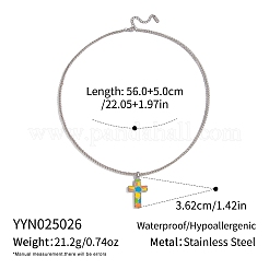 Винтажные ожерелья из нержавеющей стали 304 с разноцветной эмалью и крестиком&nbsp;XX7294