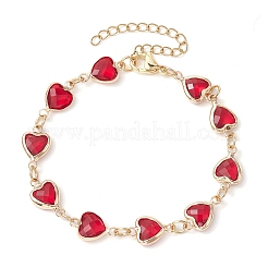 3 pz 3 colori 304 acciaio inossidabile e set di braccialetti a maglie a cuore in vetro&nbsp;BJEW-JB10865