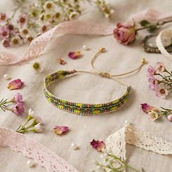 Verstellbare geflochtene Armbänder aus Glasperlen&nbsp;CW1056-1