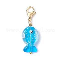 Подвесные украшения из фольгированных бусин ручной работы в виде рыбок&nbsp;HJEW-JM04360