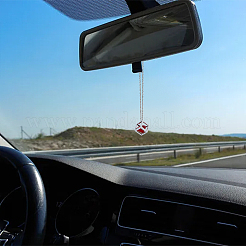 2 комплект 2-х цветных подвесок-кубиков для зеркал заднего вида автомобиля с бриллиантами&nbsp;HJEW-DC0001-06