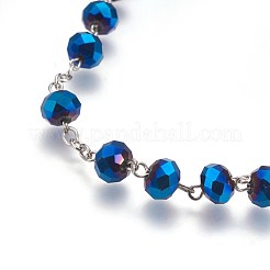 Collier de perles de chapelet en verre électroplaqué pour Pâques&nbsp;NJEW-WH0005-02