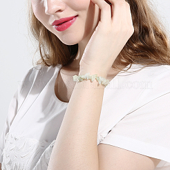Nouvelles puces de jade naturelles étirer bracelets&nbsp;BJEW-BB16534-A
