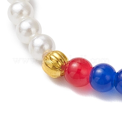 1 шт. хрустальные стеклянные круглые тянущиеся браслеты и 1 шт. круглые стеклянные с АБС-пластиком имитирующие жемчужные бусины тянущиеся браслеты для женщин&nbsp;BJEW-JB11733