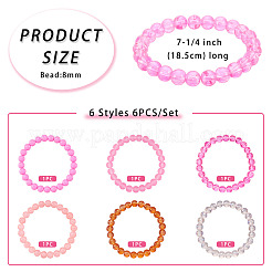6 Stück 6 Stile 8mm Glas runde Perlen Stretch Armband Sets&nbsp;BJEW-TAC0023