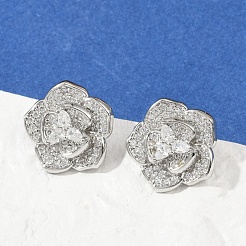 Серьги-гвоздики из латуни с микро-паве и прозрачным фианитом&nbsp;EJEW-M082-19P