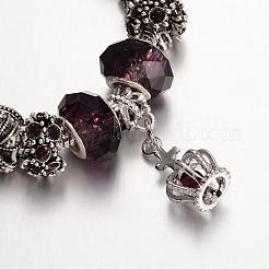 Bracelets en alliage avec perles européennes avec strass&nbsp;BJEW-L602-02C