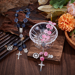 2 шт. подвесные украшения из розового стекла&nbsp;HJEW-DR00254