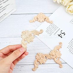 Artisanat d'applique onlay sculpté en bois massif naturel&nbsp;WOOD-WH0107-23