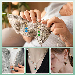 48 Stück 12 Stile Eisen & runde Glasanhänger Dekorationen&nbsp;HJEW-PH02245