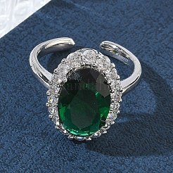 Bagues ouvertes en laiton avec micro pavé de zircones cubiques pour femmes&nbsp;RJEW-L343-17P-08