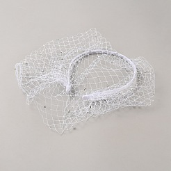 Свадебные ленты для волос из ткани со стразами и вуалью&nbsp;DIY-WH0430-744A