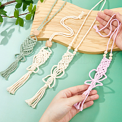 4 шт. 4-х цветный хлопковый плетеный держатель для подвески украшения&nbsp;HJEW-FH0001-85