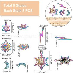 25 pendentif en alliage de couleur arc-en-ciel&nbsp;PALLOY-NB0002-07-RS