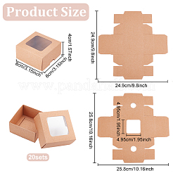 Boîtes-cadeaux de bijoux en carton de papier kraft pliant&nbsp;CON-WH0092-25A