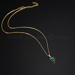 Колье-подвеска из стеклянного прямоугольника с золотыми цепочками из нержавеющей стали&nbsp;ZR6442