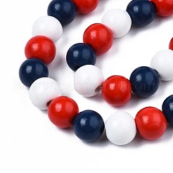 Brins de perles de bois naturel peintes à la bombe d'halloween&nbsp;WOOD-S053-55D