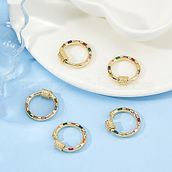 5 Stück Messing Micro Pave bunte Zirkonia Schraubkarabiner Verschluss Charms&nbsp;ZIRC-DC0001-39
