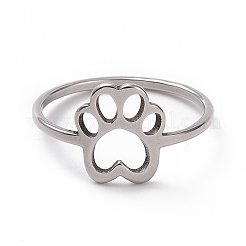 Anlaufgeschützter Fingerring aus 201 Edelstahl mit Pfotenabdruck&nbsp;LS-RJEW-J051-25P