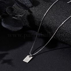 1 collane con ciondolo rettangolare a forma di lettera in acciaio inossidabile&nbsp;NJEW-LP0001-34H-P
