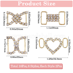 16 stücke 8 arten messing & legierung kristall strass schuh dekoration&nbsp;FIND-GF0007-24