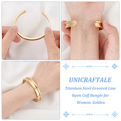 Bracelet manchette ouvert rainuré en acier inoxydable pour femme&nbsp;BJEW-UN0001-32G