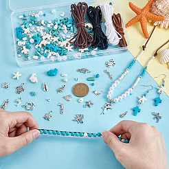 Наборы для браслета/ожерелья из синтетических бирюзовых бусин своими руками&nbsp;DIY-PH0031-47