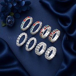 8 шт. 4 стиля стразы теннисные цепочки растягивающиеся кольца для женщин&nbsp;RJEW-HY0001-07A